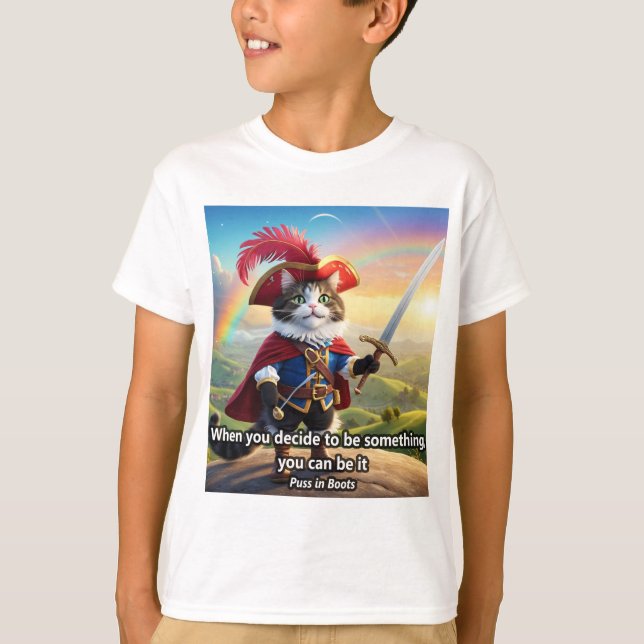 Camiseta Frase Infantil de El Gato con Botas  (Frente)