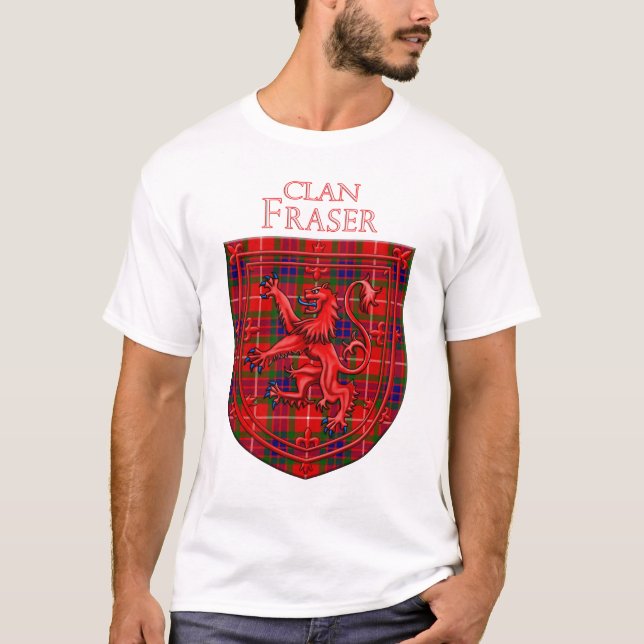 Camiseta Fraser Tartan Scottish Xadrez Lion Rampant (Frente)