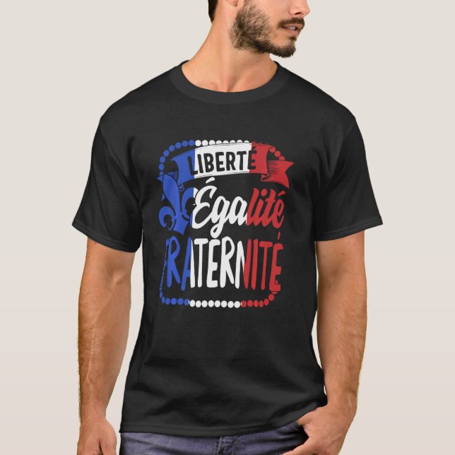 Camiseta Fraternidade da Liberdade Dia da Bastilha Francesa (Frente)