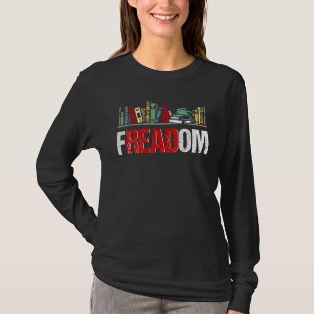 Camiseta Freadom I Leu Livros Banidos Lendo Livraria (Frente)