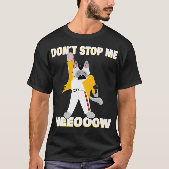 Camiseta Freddie Meowcury Freddy Mercury Como Um Gato Cláss (Frente)