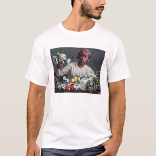 Camiseta Frederic Bazille - Jovem Mulher com Peonias