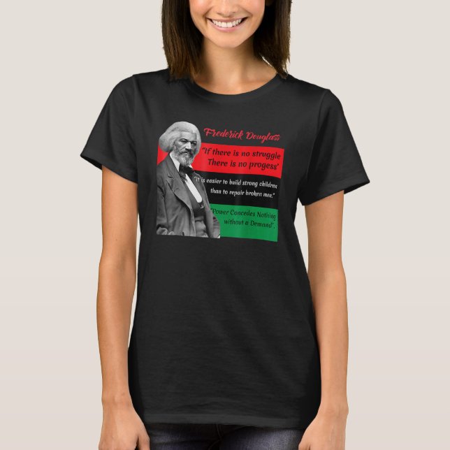 Camiseta Frederick Douglass cita Bandeira Pan-africana Pret (Frente)
