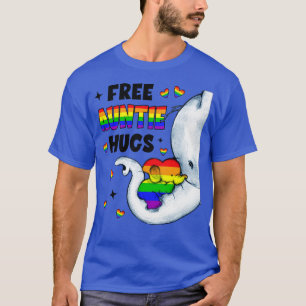 Camiseta Free Auntie Hugs Rainbow Elephant LGBT Pride Mês