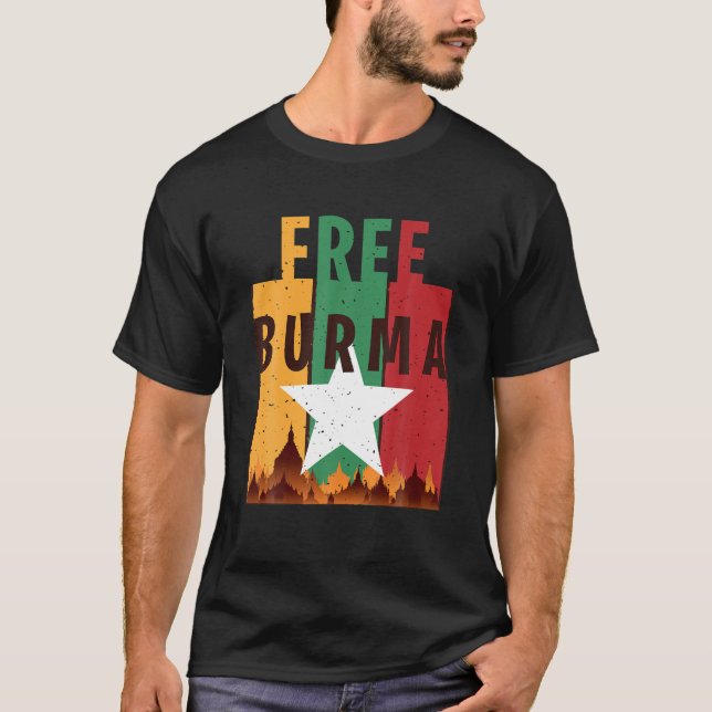 Camiseta Free Burma Freedom For Myanmar And Burmese People (Frente)