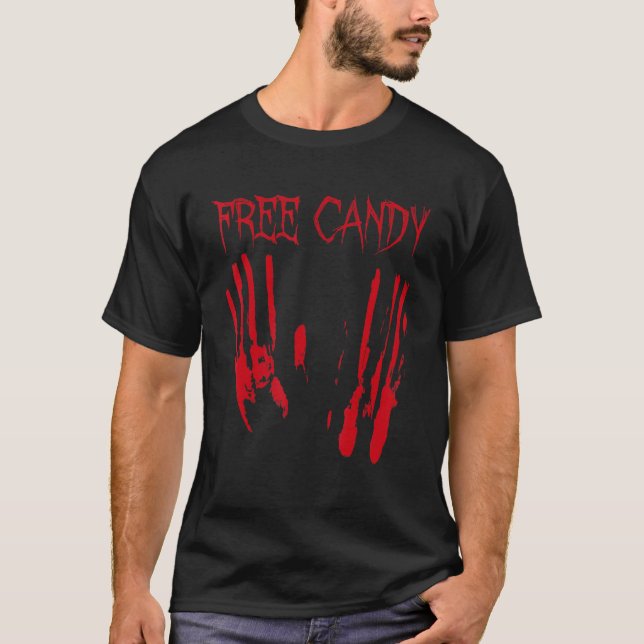 Camiseta Free Candy Halloween Sangrento Cos do Último Minut (Frente)