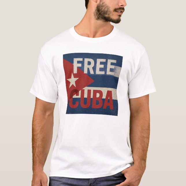 Camiseta Free Cuba Distressed Flag Activist T-Shirt (Frente)
