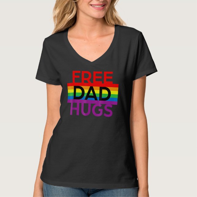 Camiseta Free Dad Hugs Lgbt Pride Social Movement (Frente)