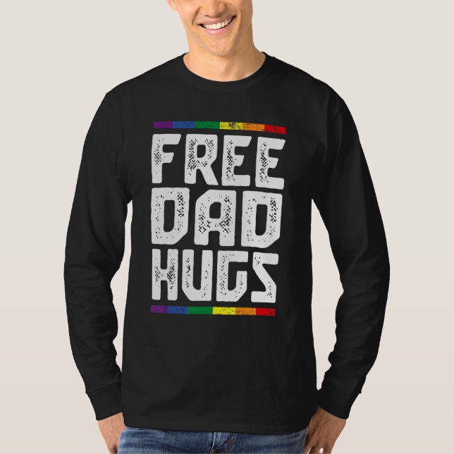 Camiseta Free Dad Hugs LGBT Rainbow Gay Pride Flag LGBTQ Da (Frente)