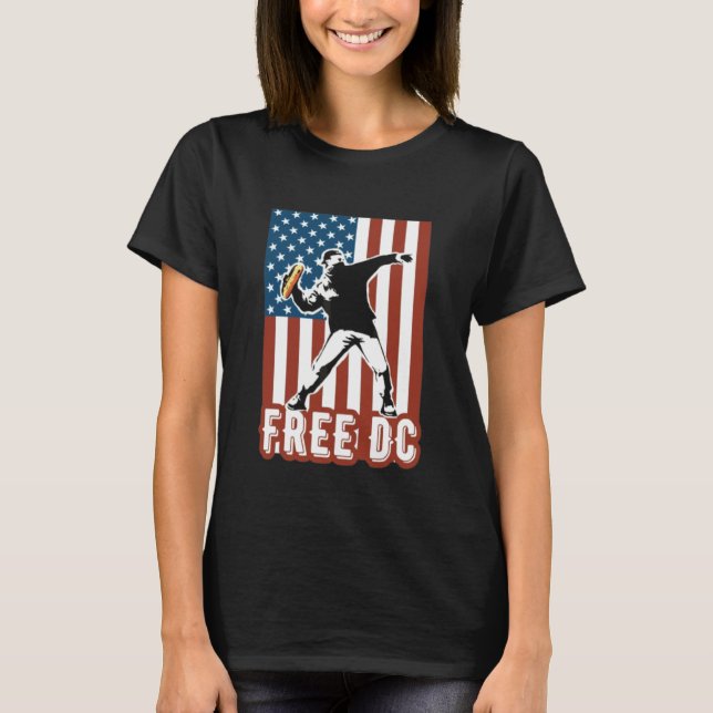 Camiseta Free DC Funny Street Art Print American Flag (Frente)