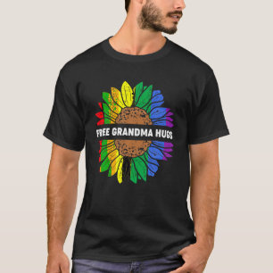 Camiseta Free Grandma Hugs Lgbt Daisy Rainbow Flower Hippie