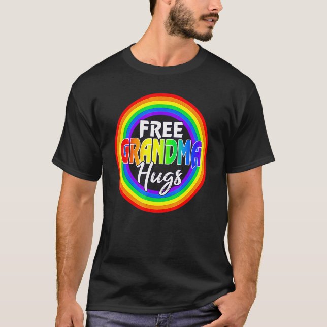 Camiseta Free Grandma Hugs  Lgbt Heart Rainbow Gay Pride Mo (Frente)