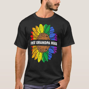 Camiseta Free Grandpa Hugs Lgbt Daisy Rainbow Flower Hippie