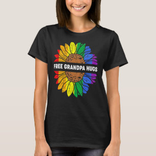 Camiseta Free Grandpa Hugs Lgbt Daisy Rainbow Flower Hippie