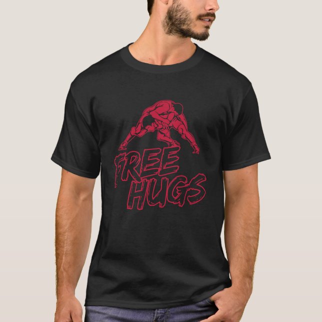 Camiseta FREE HUG Freestyle Wrestling Sport   Wrestler  3 (Frente)