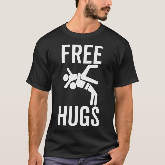 Camiseta Free Hugs Funny Luta Wrestle BJJ Artes Marciais (Frente)