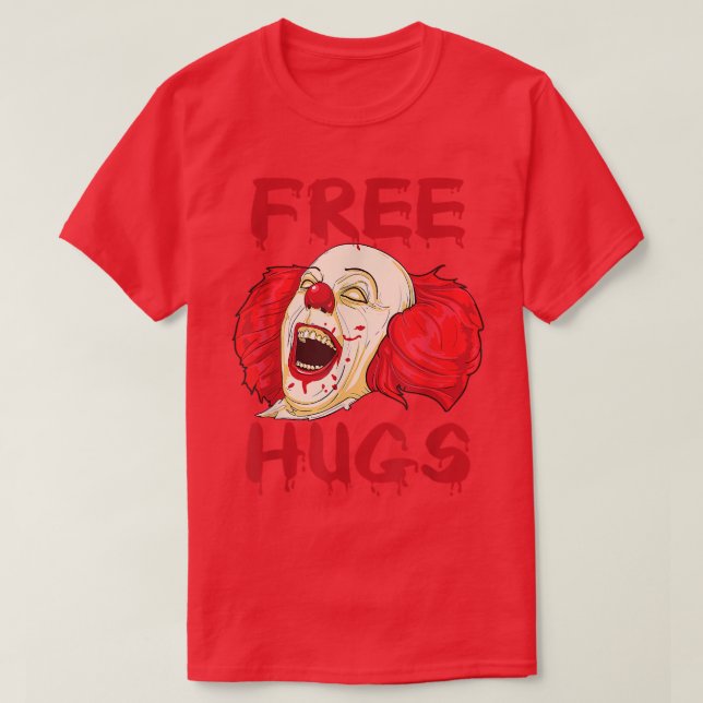 Camiseta Free Hugs Halloween Evil Killer Scary Clown Horror (Frente do Design)
