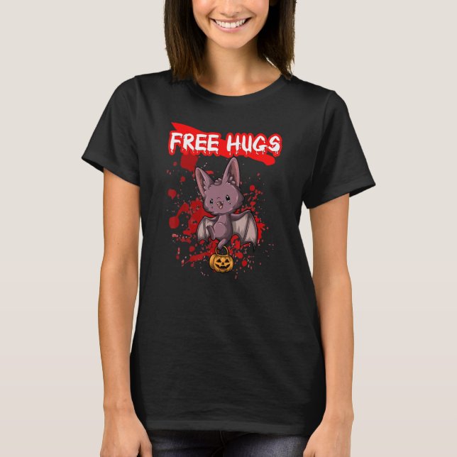 Camiseta Free Hugs Halloween Sarcasm Assustador Figurume H (Frente)