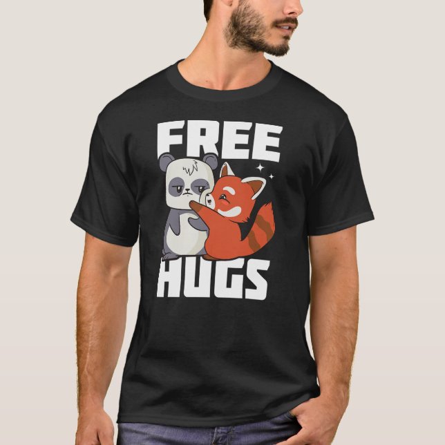 Camiseta Free Hugs I Panda I Kids I Red Panda (Frente)