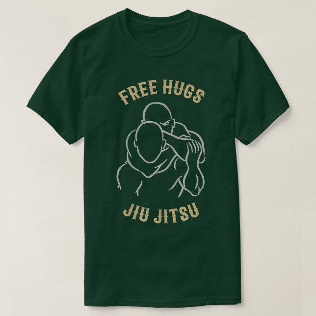 Camiseta Free Hugs Jiu Jitsu BJJ MMA Grappling engraçado (Frente do Design)