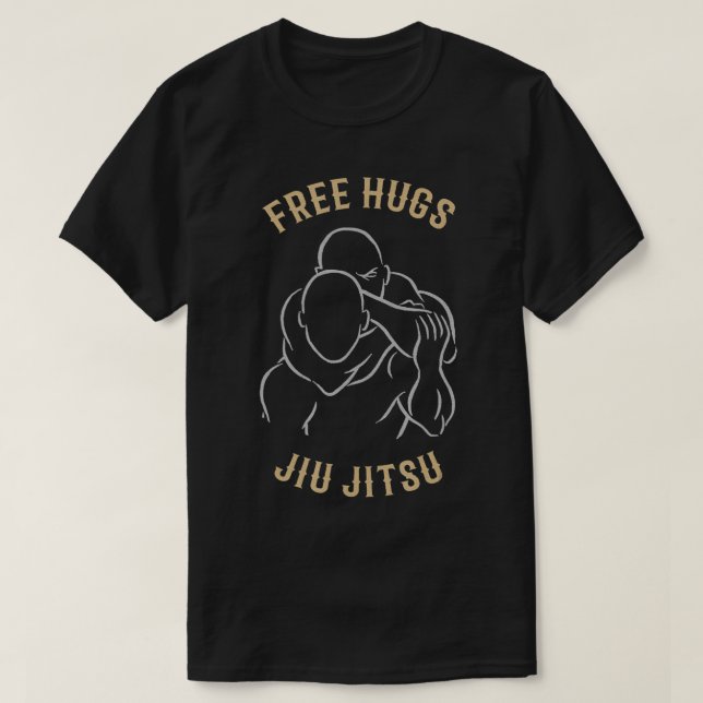 Camiseta Free Hugs Jiu Jitsu BJJ MMA Grappling engraçado (Frente do Design)