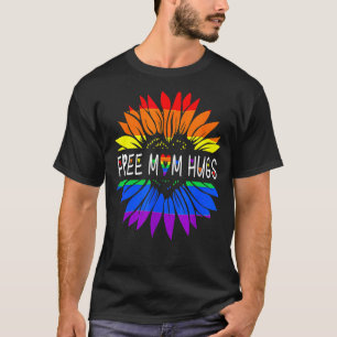 Camiseta Free Mãe Hugs Daisy Rainbow Flower Hippie Gay Prid