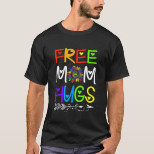 Camiseta Free Mãe Hugs Lgbt Lgbtq Pride Rainbow Sunflower