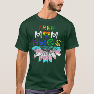 Camiseta Free Mãe Hugs Lgbt Lgbtq Pride Rainbow Sunflower