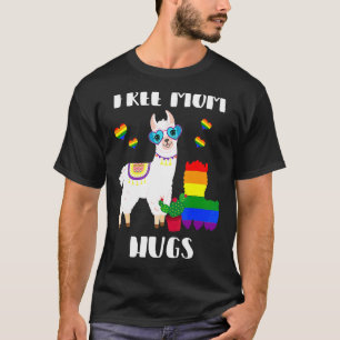 Camiseta Free Mãe Hugs Mama Llama Rainbow Hearts Lgbt Gay P