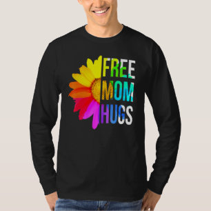Camiseta Free Mãe Hugs Orgulho gay Lgbt Daisy Rainbow Flowe
