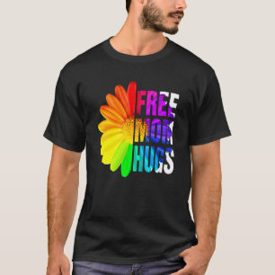 Camiseta Free Mãe Hugs Orgulho gay Lgbt Daisy Rainbow Flowe