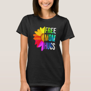 Camiseta Free Mãe Hugs Orgulho gay Lgbt Daisy Rainbow Flowe