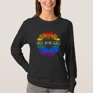 Camiseta Free Mãe Hugs Orgulho gay Lgbt Daisy Rainbow Flowe