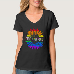 Camiseta Free Mãe Hugs Orgulho gay Lgbt Daisy Rainbow Flowe