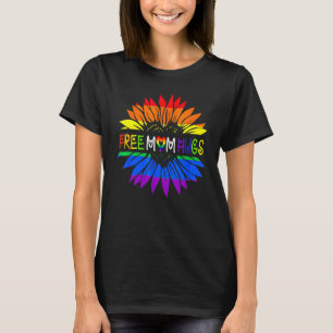 Camiseta Free Mãe Hugs Orgulho gay Lgbt Daisy Rainbow Flowe