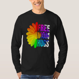 Camiseta Free Mãe Hugs Orgulho gay Lgbt Daisy Rainbow Flowe