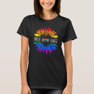 Camiseta Free Mãe Hugs Orgulho gay Lgbt Daisy Rainbow Flowe