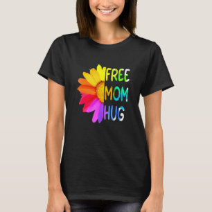 Camiseta Free Mãe Hugs Orgulho gay Lgbt Daisy Rainbow Flowe