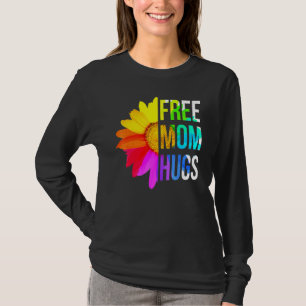 Camiseta Free Mãe Hugs Orgulho gay Lgbt Daisy Rainbow Flowe