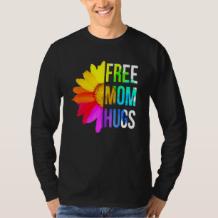 Camiseta Free Mãe Hugs Orgulho gay Lgbt Daisy Rainbow Flowe