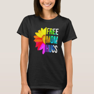 Camiseta Free Mãe Hugs Orgulho gay Lgbt Daisy Rainbow Flowe