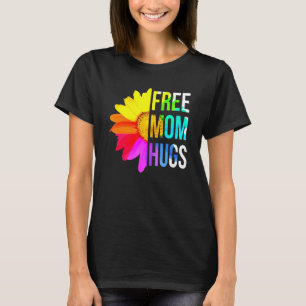 Camiseta Free Mãe Hugs Orgulho gay Lgbt Daisy Rainbow Flowe