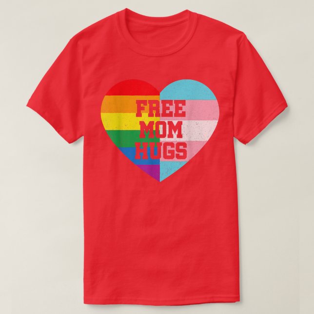 Camiseta Free Mãe Hugs Orgulho gay Transgender Rainbow Flag (Frente do Design)