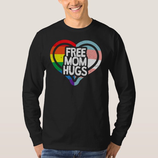Camiseta Free Mãe Hugs Rainbow Pride Lgbt (Frente)