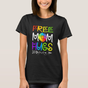 Camiseta Free Mãe Hugs Rainbow Sunflower Lgbt Orgulho gay