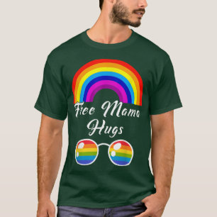 Camiseta Free Mama Hugs LGBT Ally Rainbow Sunglass Gay Pr