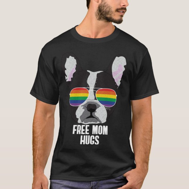 Camiseta Free Mom Hugs  Dog Gay Pride (Frente)