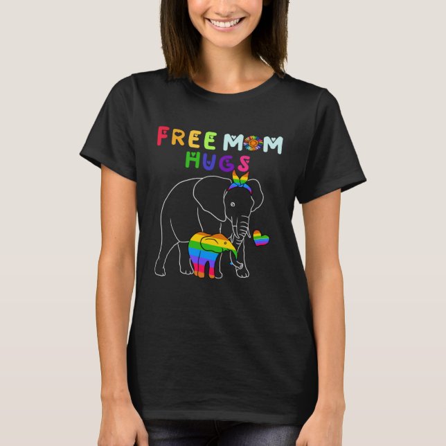 Camiseta Free Mom Hugs Elephant LGBT (Frente)
