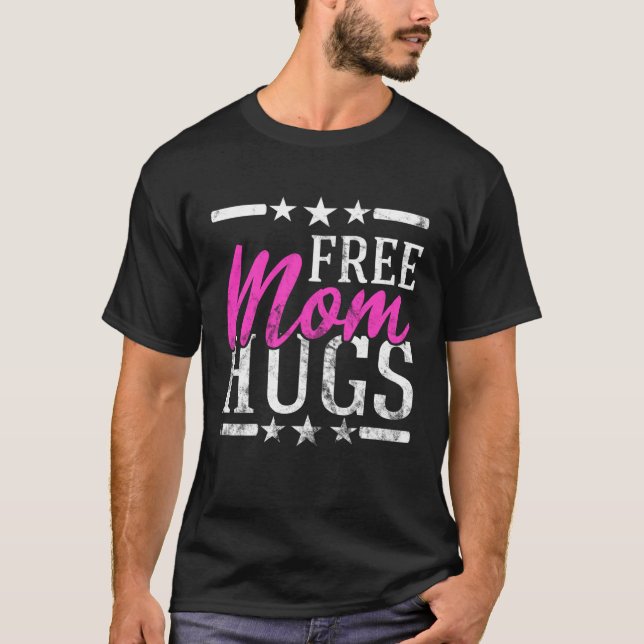 Camiseta Free Mom Hugs Lesbian Gay LGBT Proud Mother Rainbo (Frente)