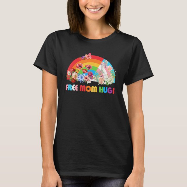 Camiseta Free Mom Hugs LGBT Rainbow Mother's Day (Frente)